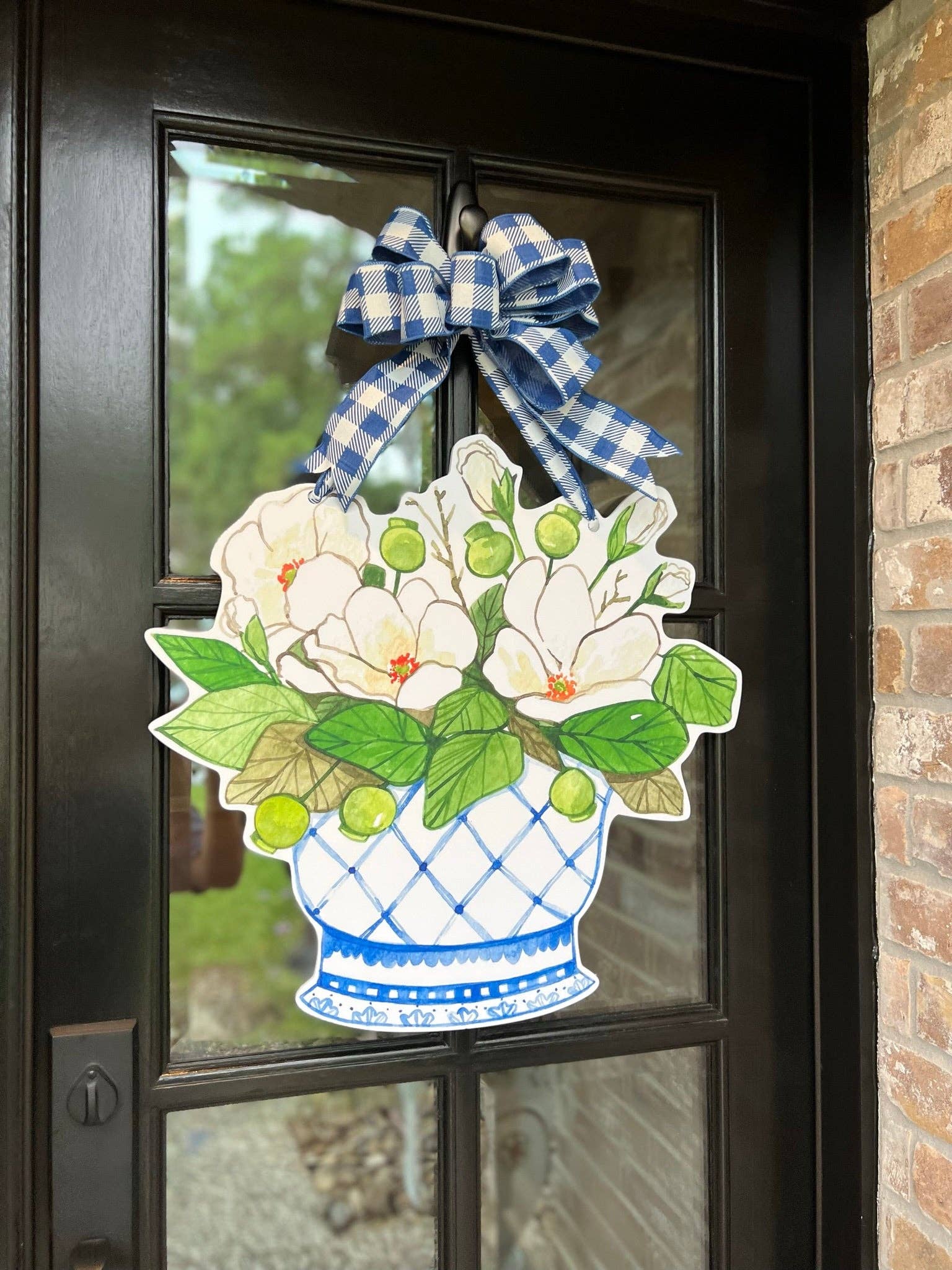 Home Themed Home - Wholesale Door Hanger - Lacey Magnolia Vase Door Hanger0
