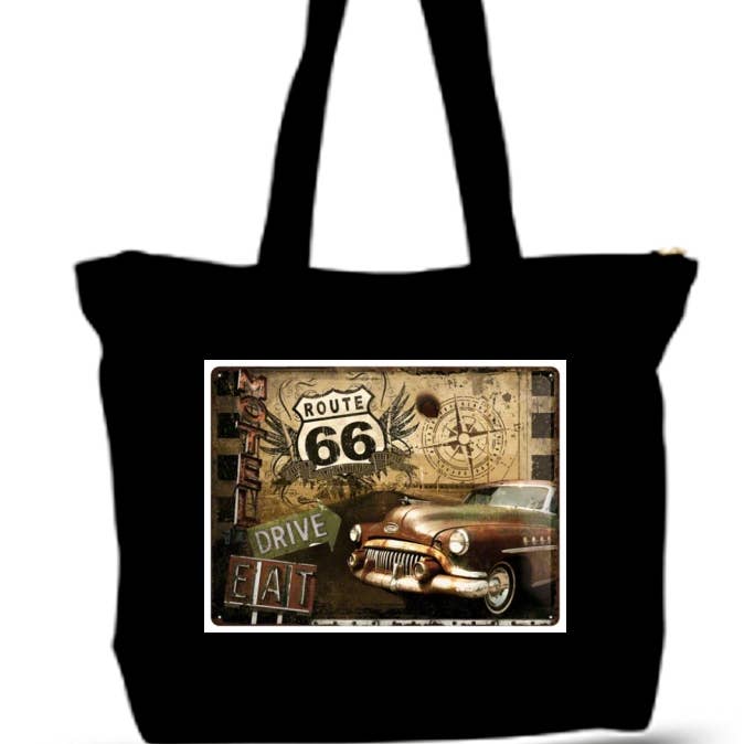 Tr Route 66 Large Tote New Zipper Bag for wholesale by BMS BIZ