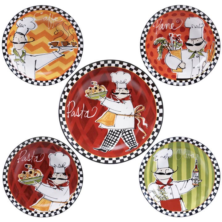 5 pc. Stoneware Pasta Sets Chefs On The Go © Anne Tavoletti for wholesale by Certified International