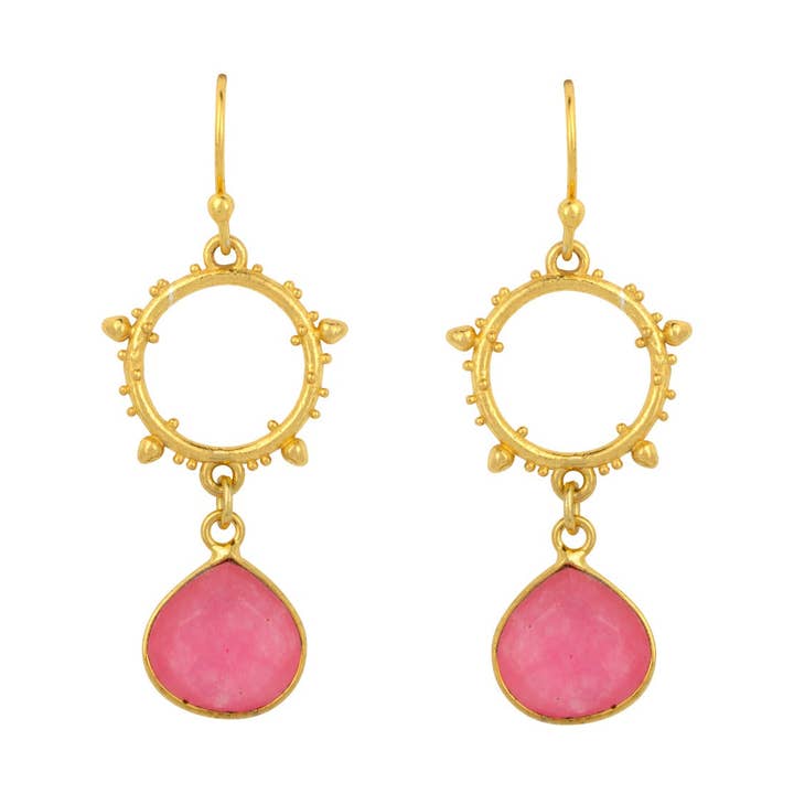 Allegra Pink Jade Earrings for wholesale by Ashiana London