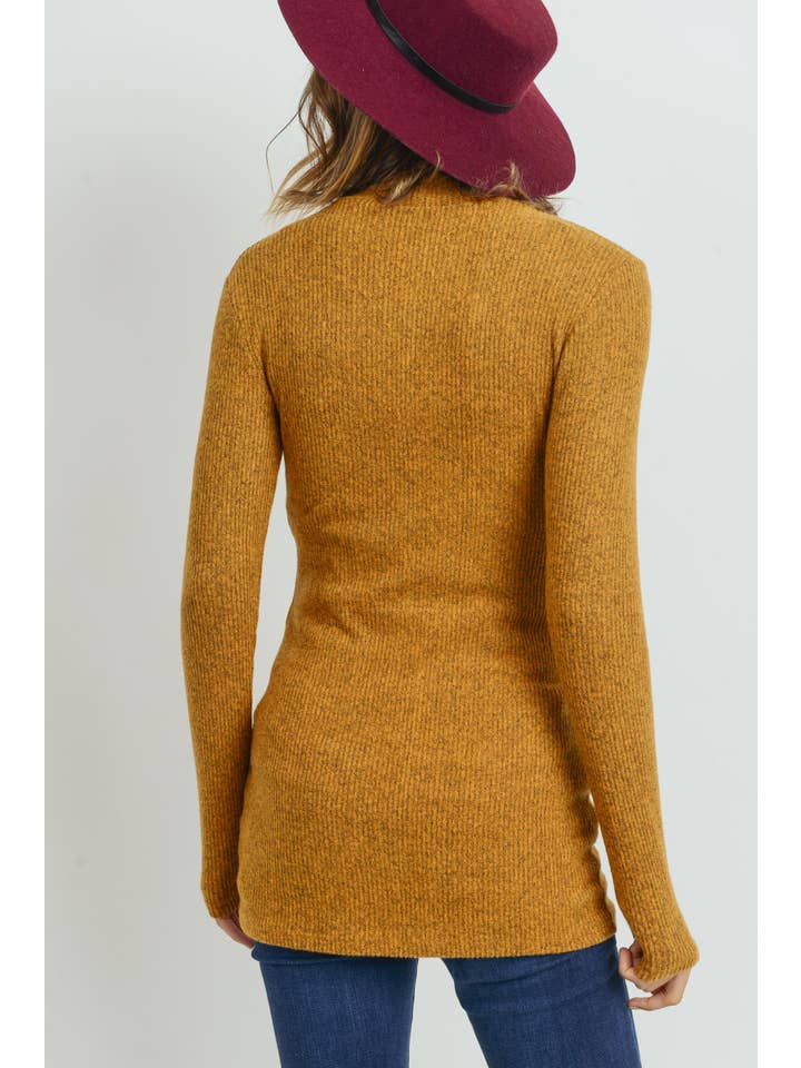 Hello Miz - Vente Haut - Top côtelé de maternité à col montant et manches longues32