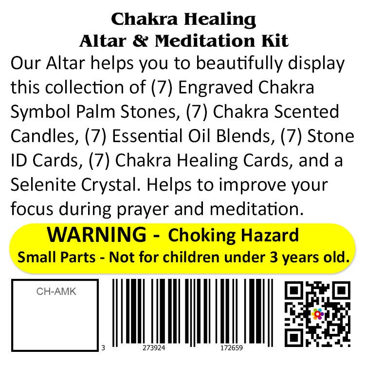 Deep Healing Light - Wholesale Meditation Supplies - Chakra Healing Altar & Meditation Kit - 7 Chakra Sets: Engraved Symbols Stones, Healing Cards, Essential Oil Blends, Scented Candles, Selenite Crystal7
