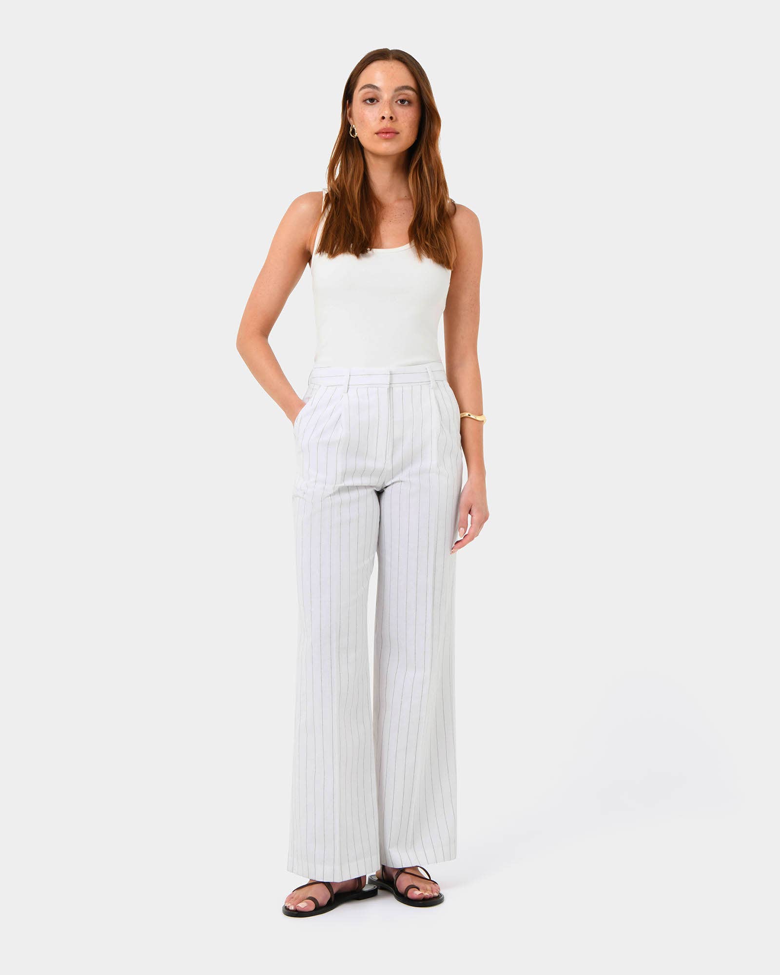 Forcast - Vendita all'ingrosso Pantalone - Donna - Pantaloni da donna Forcast Ria Stripe in misto cotone1