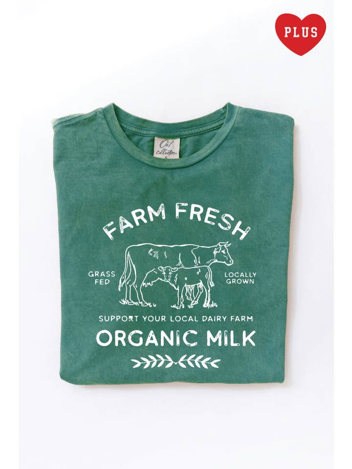 OAT COLLECTIVE - Wholesale Screen printed t-shirt – Women′s - FARM FRESH ORGANIC MILK Plus Mineral Graphic Top2