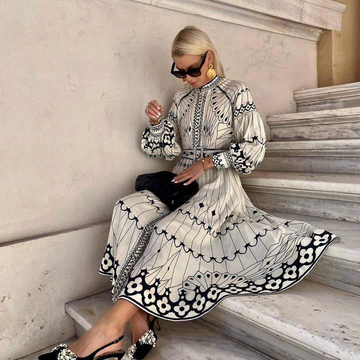 As Shown 2025 NEW Linen Lantern Sleeve Dress Vintage Chic for You for wholesale on Faire5