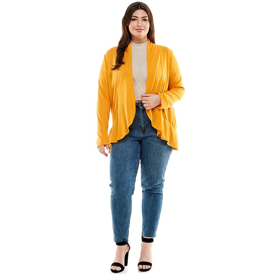 Azules Clothing – Großhandel Strickjacke – Damen – AJK-3016HCX-Plus-Damen-Strickjacke mit langen Ärmeln und Rüschen16