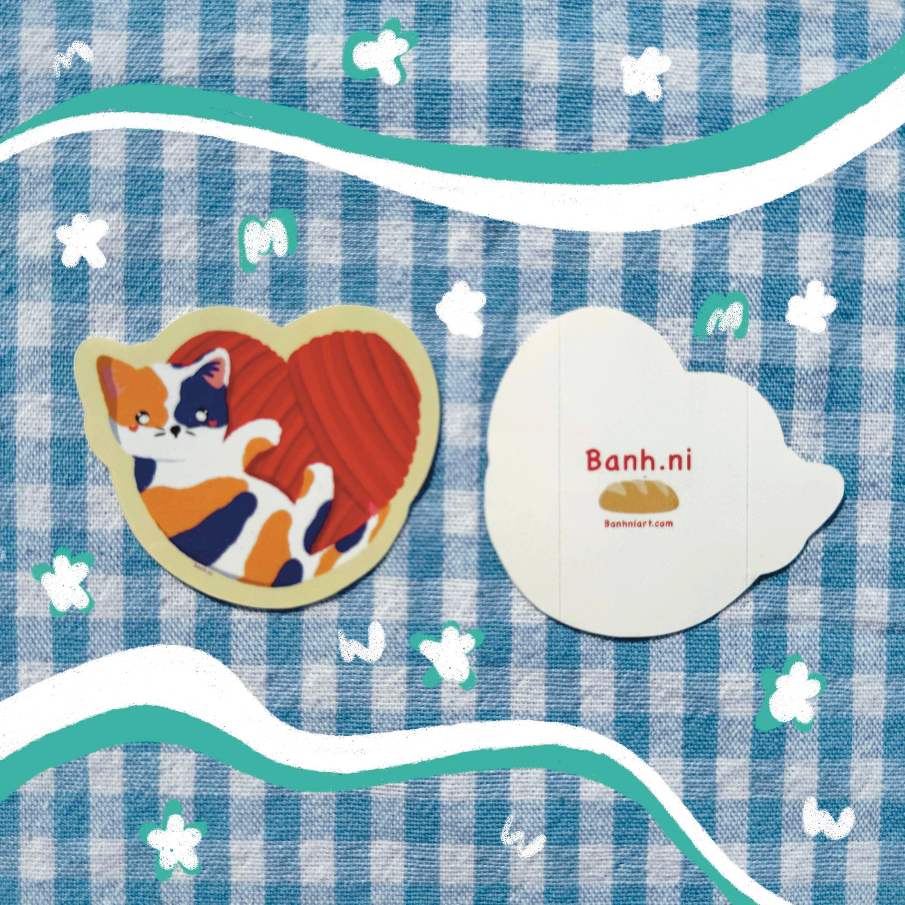 Ball of Heart Calico Cat Sticker for wholesale by Banh.ni
