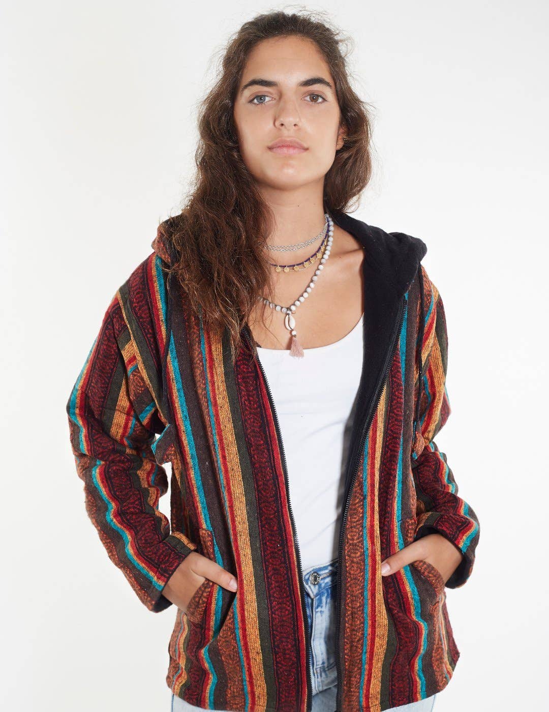 HimaOriginals - Wholesale Fleece - Women's - Orange Blue Earth Hippie Gheri Polar Fleece Jacket2