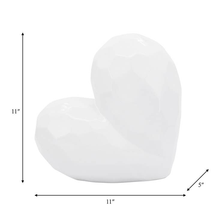 Sagebrook Home - Wholesale Decorative Tabletop Object - Ceramic Abstract Heart Decorative Object - White, 11 in.3