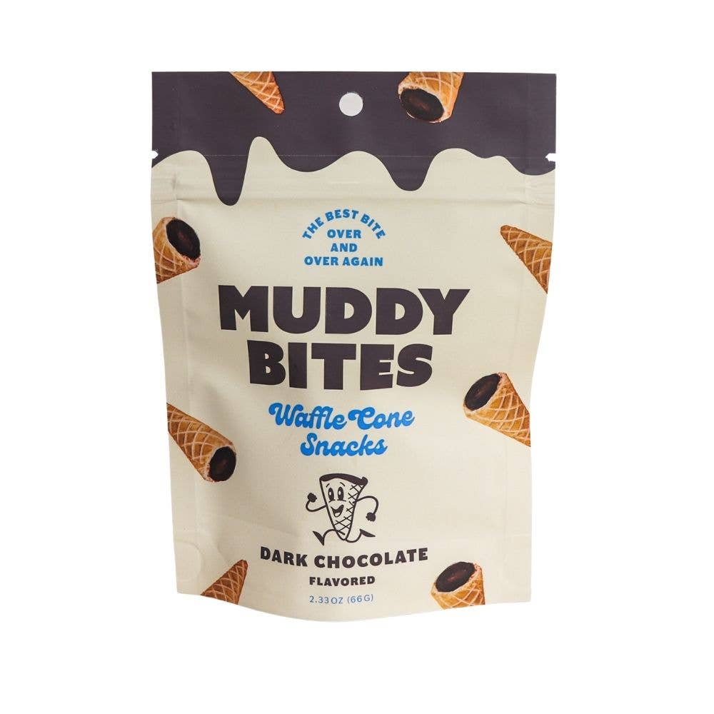Grandpa Joe's Candy Shop - Wholesale Chocolate - Muddy Bites Waffle Cone Snacks, Dark Choc, 2.33oz, 12ct