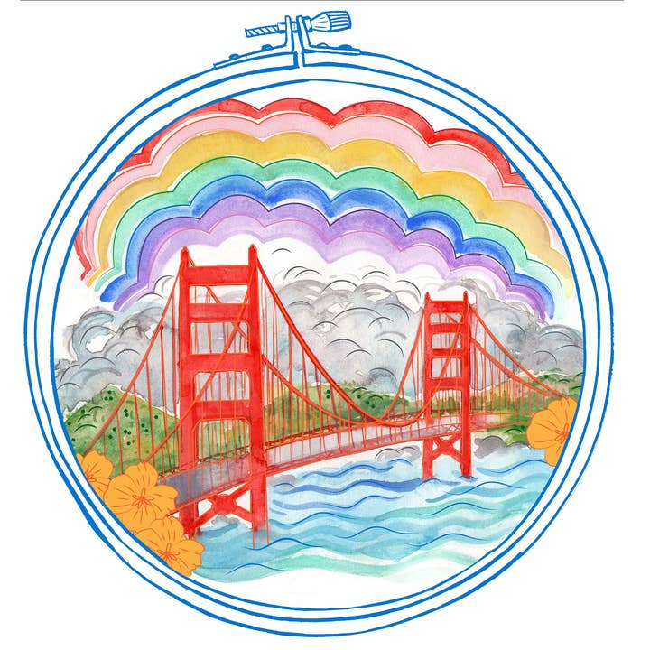 Keller Design Co. - Wholesale Embroidery/Cross Stitch Supplies - Meet Me in San Francisco Golden Gate Bridge Embroidery Kit5