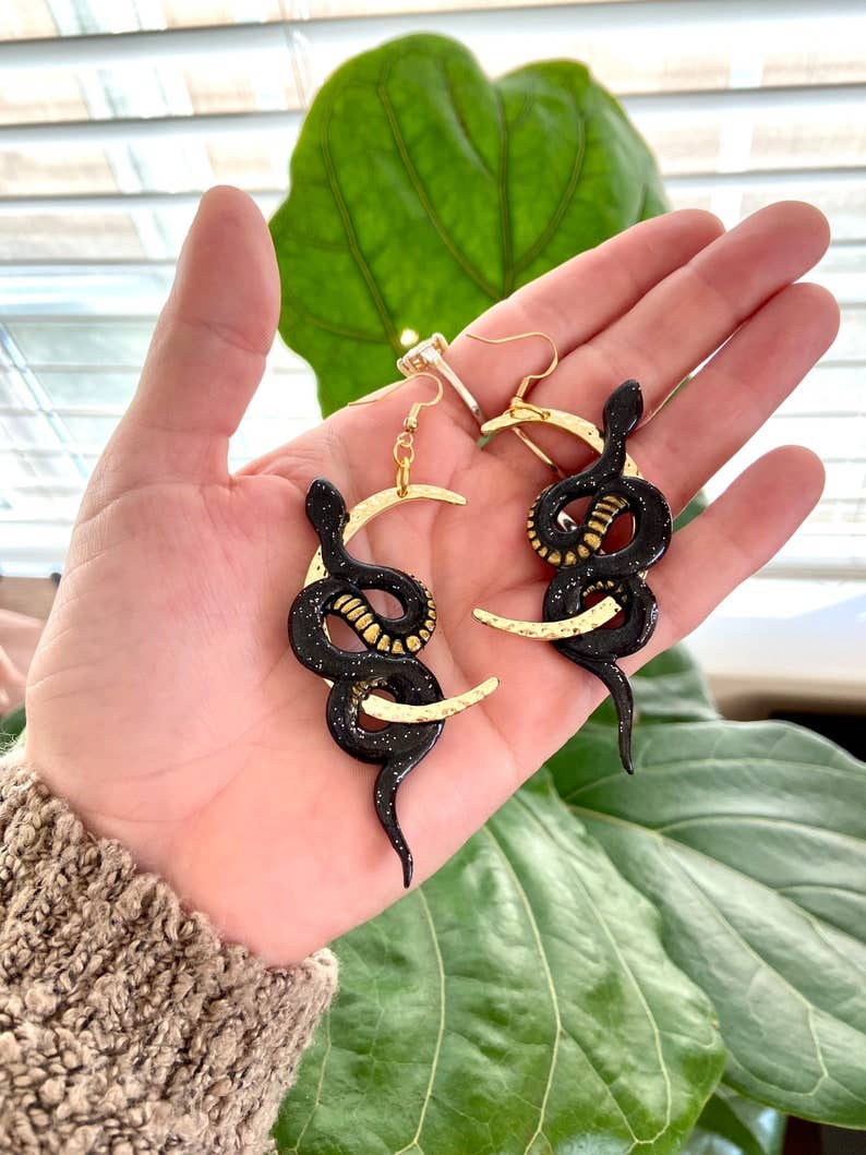 Everything Ky and I - Wholesale Dangle Earrings - Black Moon Snakes3