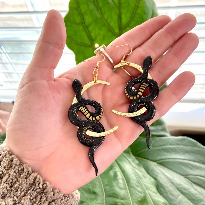 Everything Ky and I - Wholesale Dangle Earrings - Black Moon Snakes3