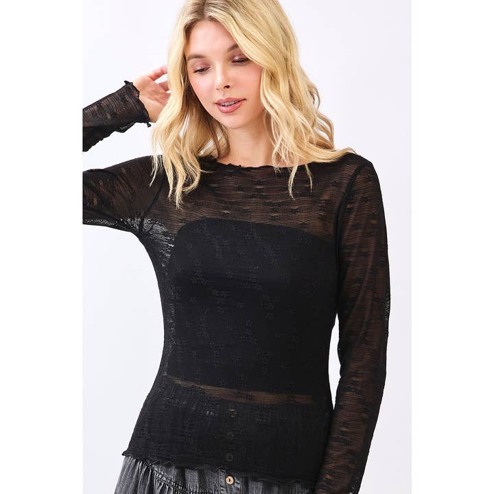 mittoshop - Wholesale Knit Top - Women's - MINI FLORAL LACE BOAT NECK LONG SLEEVE TOP5