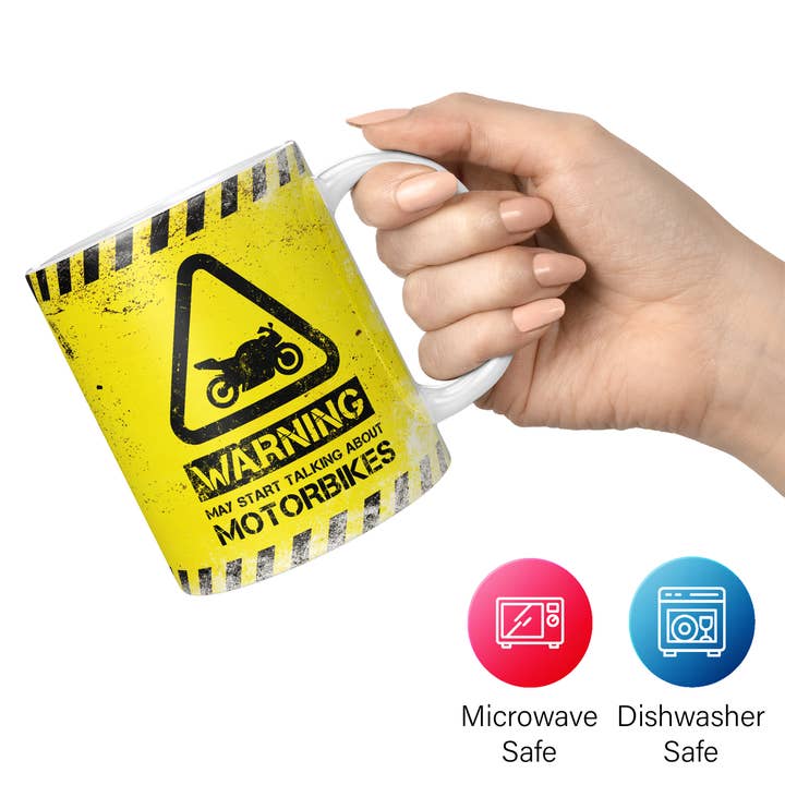 Mug Monster - Vendita all'ingrosso Tazza - Tazza da moto con scritta «Warning May Start Talking about Motorbikes»1