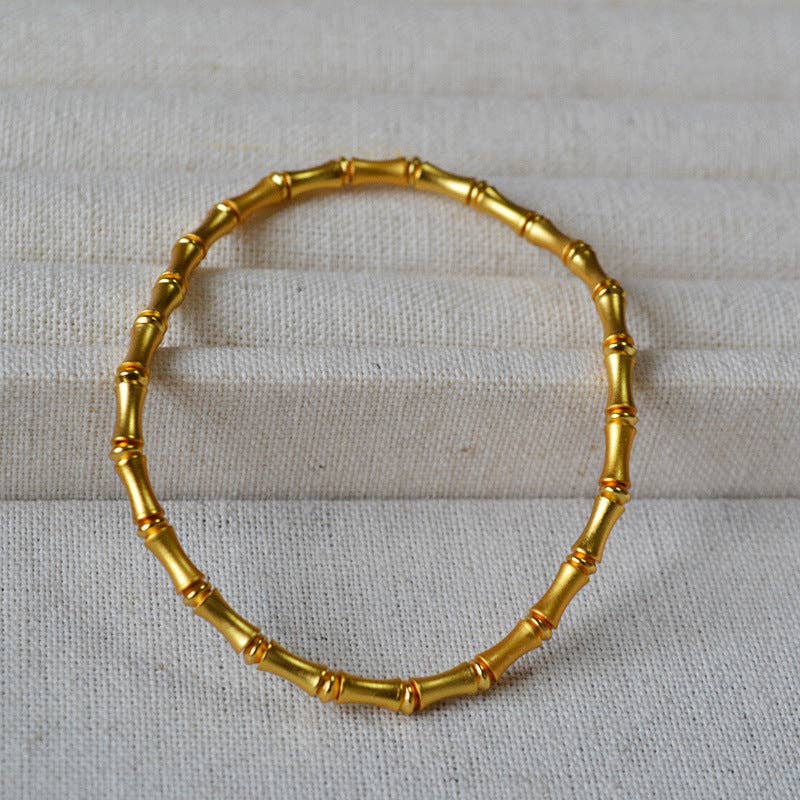 Revelari - Wholesale Bangle Bracelet - Gold Bamboo-Style Stretch Bracelet3