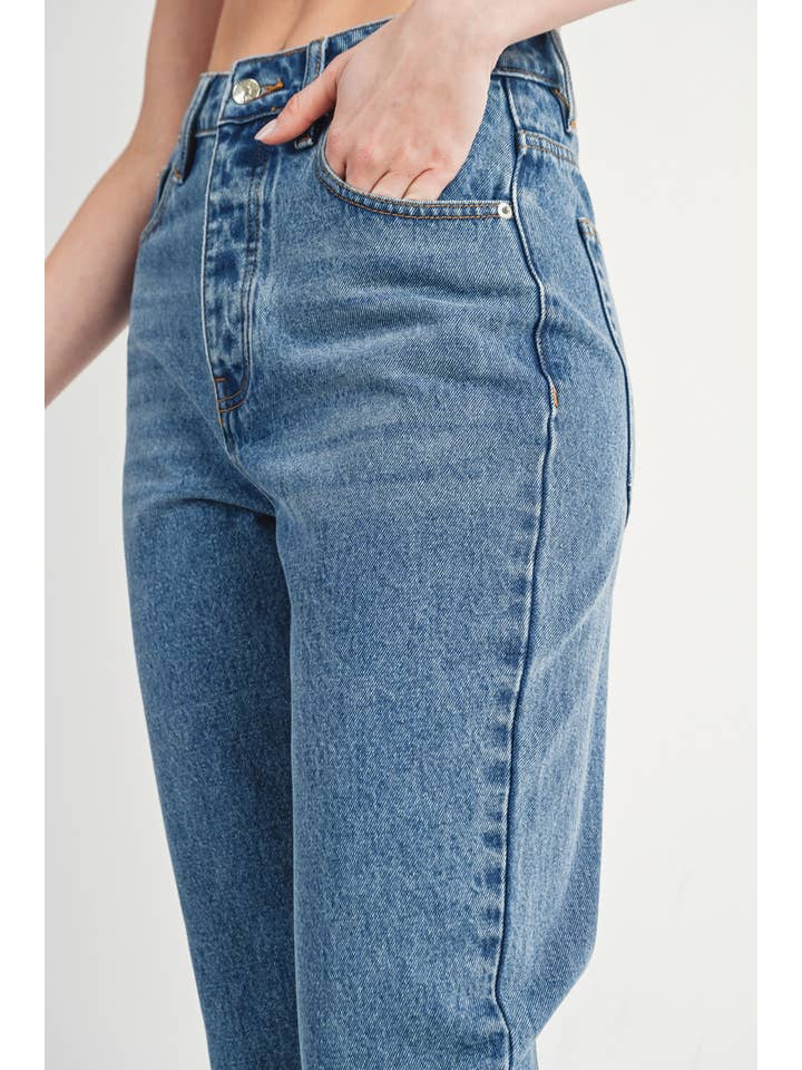 Bluivy - Wholesale Jeans - Women's - HIGH RISE STRAIGHT LEG DISTRESSED RAW HEM JEANS15