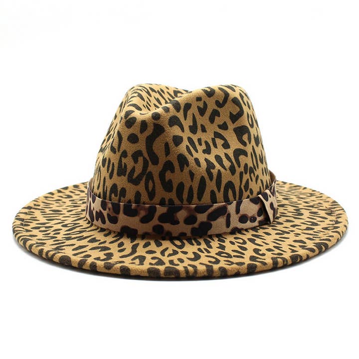 DOUBLJU - Wholesale Fedora - Unisex - FASHIONABLE NEW LEOPARD PRINT FEDORA HAT_CWAH26741