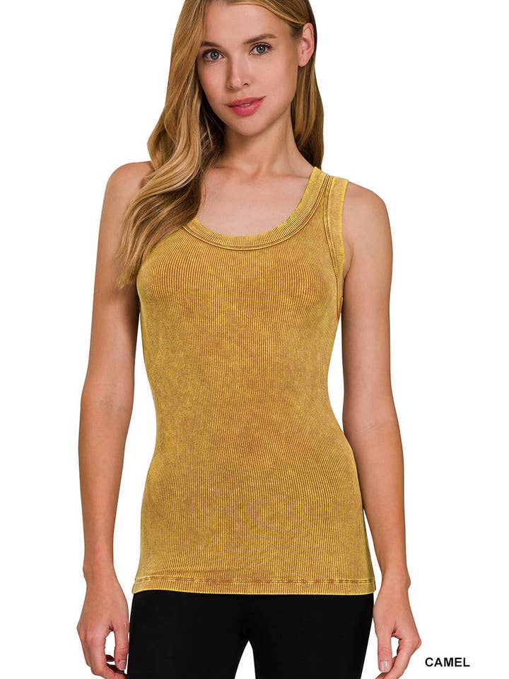 Vanilla Monkey - Wholesale Tank Top - Women's - Washed Ribbed Scoop Neck Tank Top