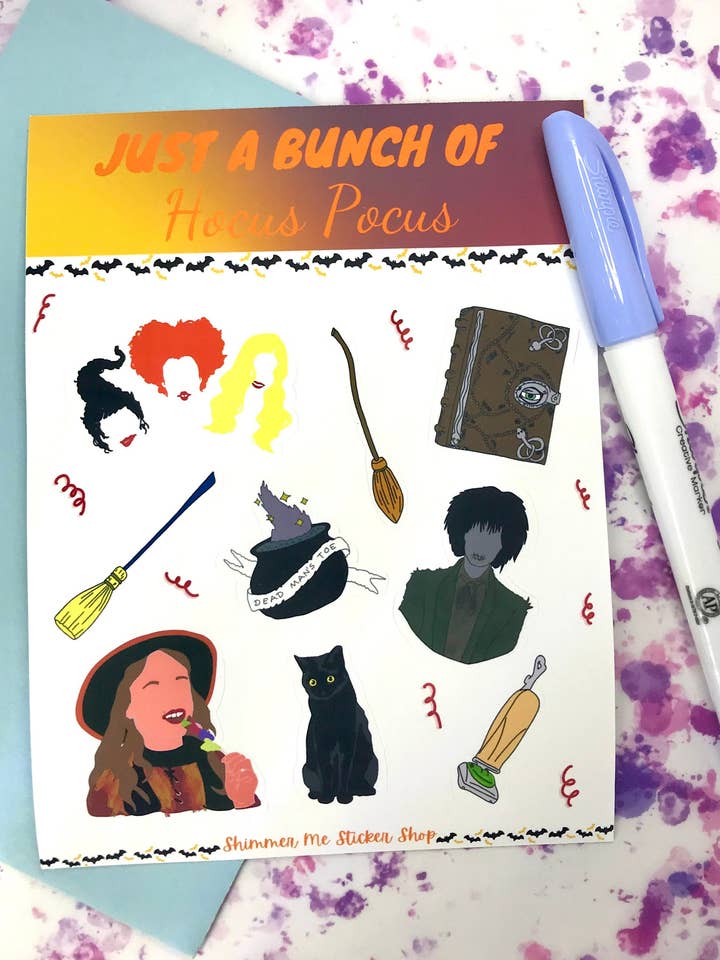 Hocus Pocus Sticker Sheet for wholesale by Shimmer Me Stickers