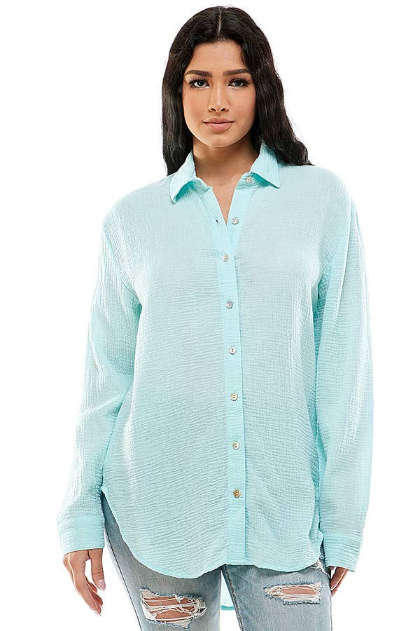 Veracci – wholesale Tröja med knappar – Dam – Dubbel gasväv Weekend Button-Down skjorta7