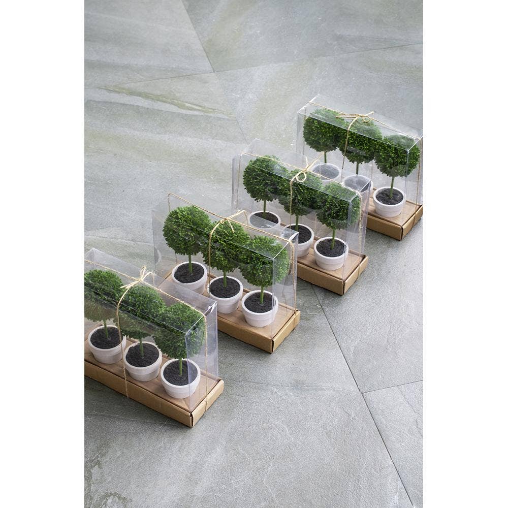 A&B Home Group Inc. - Wholesale Artificial Plant - S/3 D3x9.5" Mini Faux Potted Boxwood Topiaries - Charcoal7
