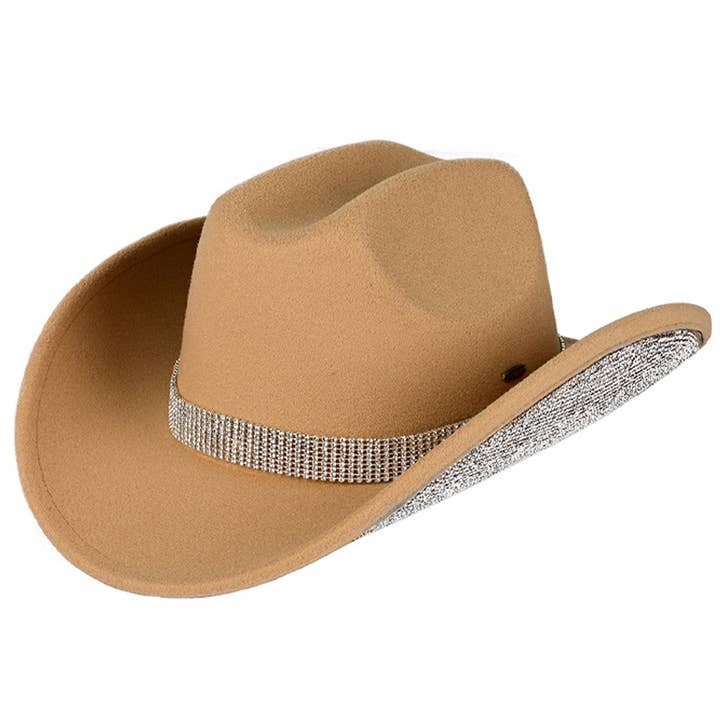 C.C Rhinestone Trim Vegan Cowboy Hat for wholesale by Madeline Love