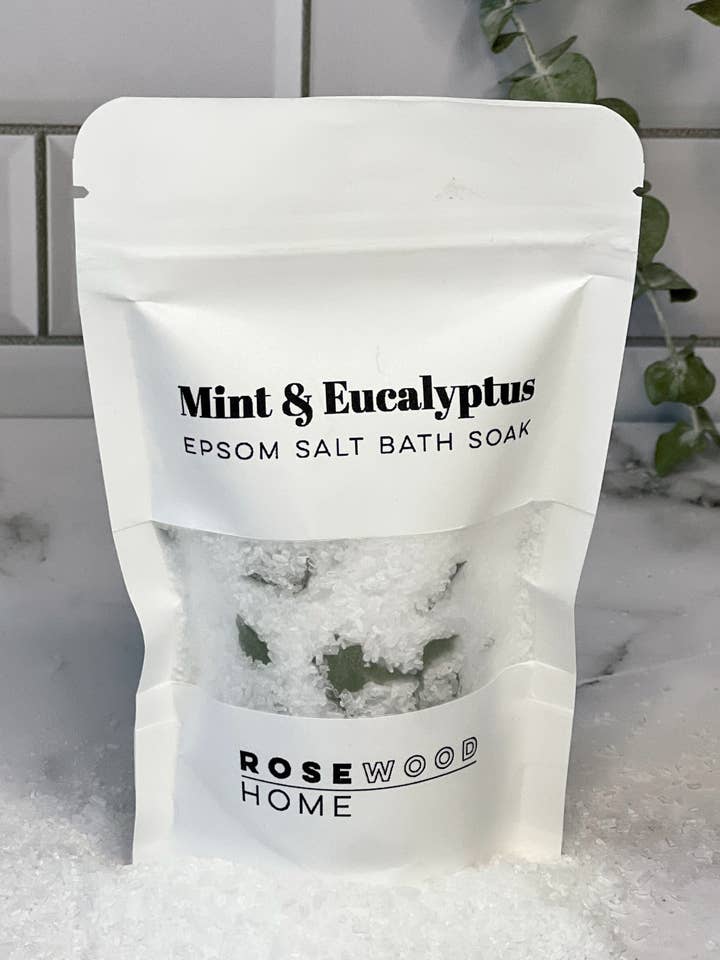 Mint & Eucalyptus Epsom Bath Salt Soak for wholesale by Rosewood Home