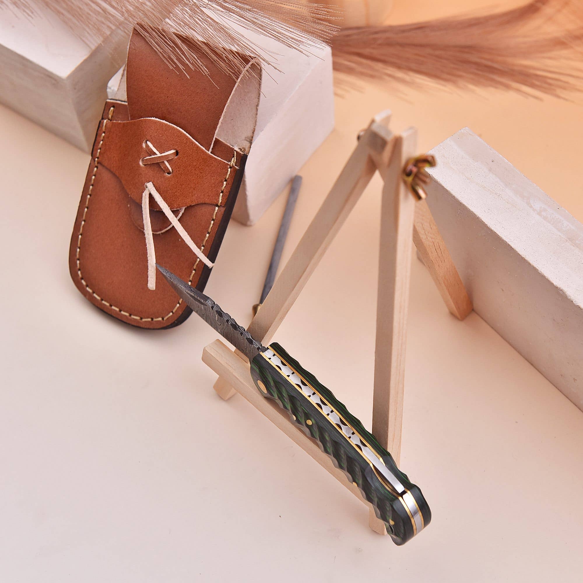 FH KNIVES - Venta al por mayor Cuchillos de bolsillo/Soportes - Navaja plegable de 6.5' hecha a mano de Damasco, Navaja de bolsillo2