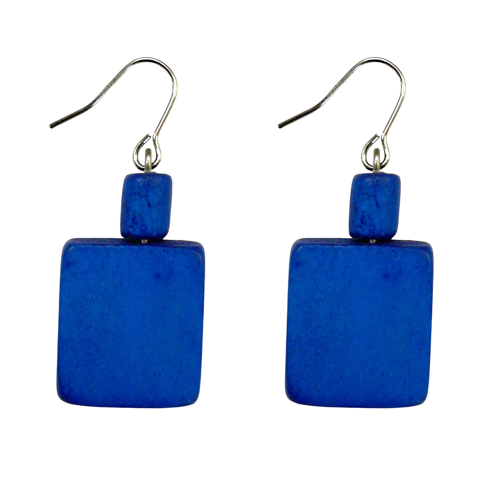 Lotusfeet - Vente Boucles d'oreilles pendantes - Boucles d'oreilles pendantes carrées en bois de Pangantuon0