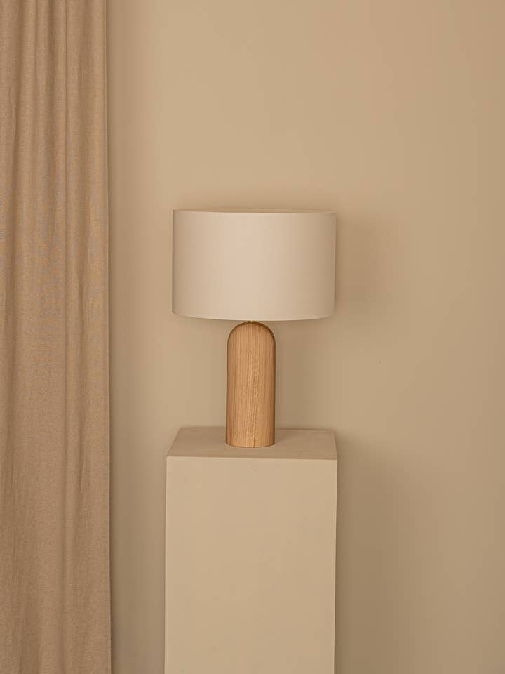 Pura Table Lamp Oak Wood for wholesale by Simone et Marcel