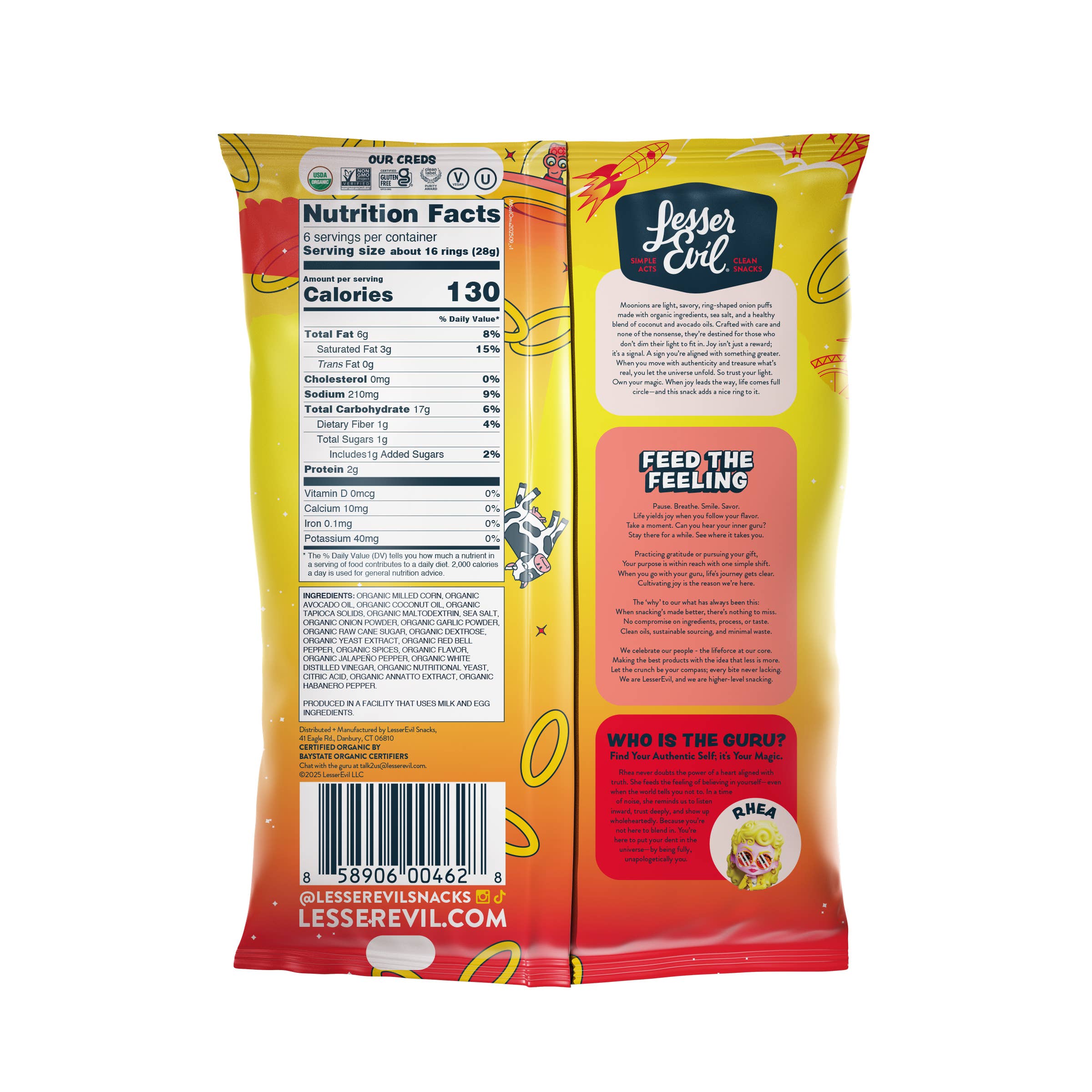 LesserEvil - Wholesale Puffed Snack - Moonions, Hyperspace Hot Onion 6oz1