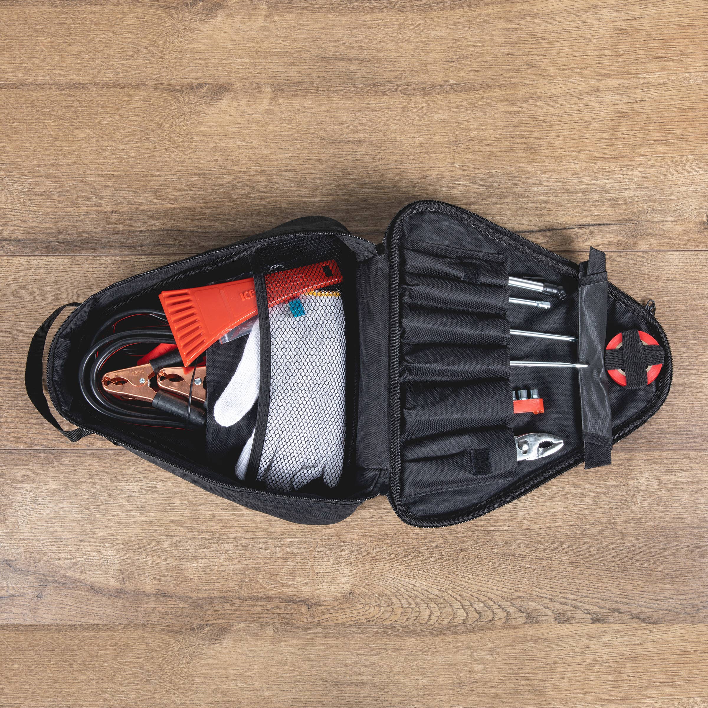 Roadside Emergency Car Kit, (Black with Orange Accents) for wholesale on Faire1