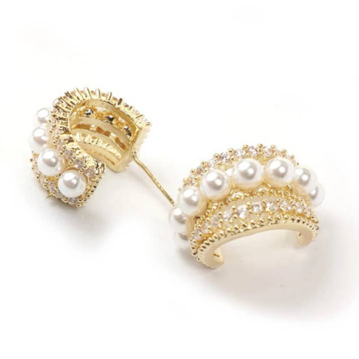 Pearl Curved Hoops for wholesale by THE ACCESSORY SCOUT