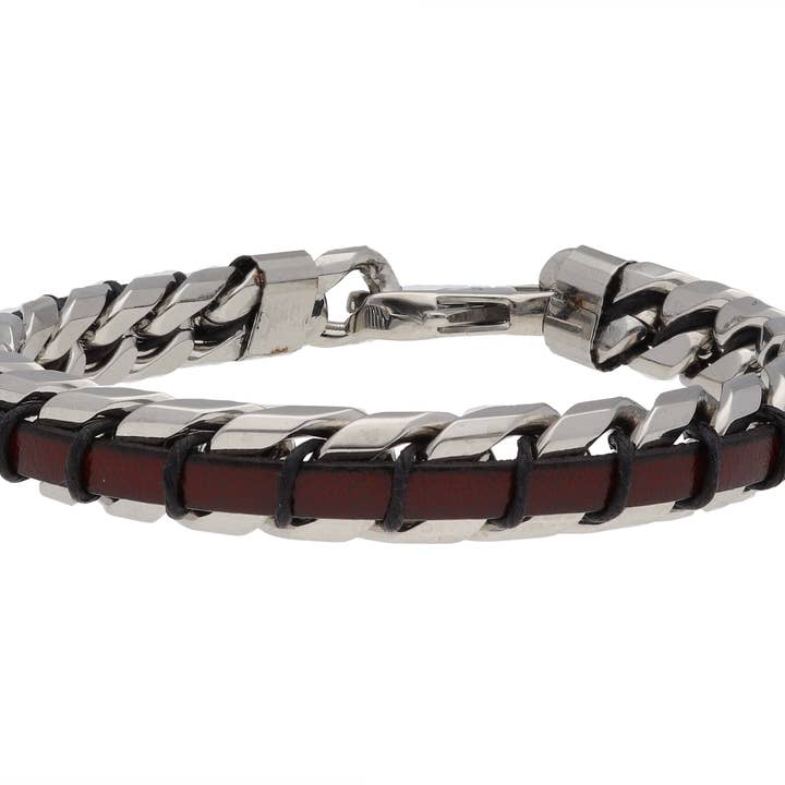 Læder og stål armbånd 28 for engroshandel hos Liska