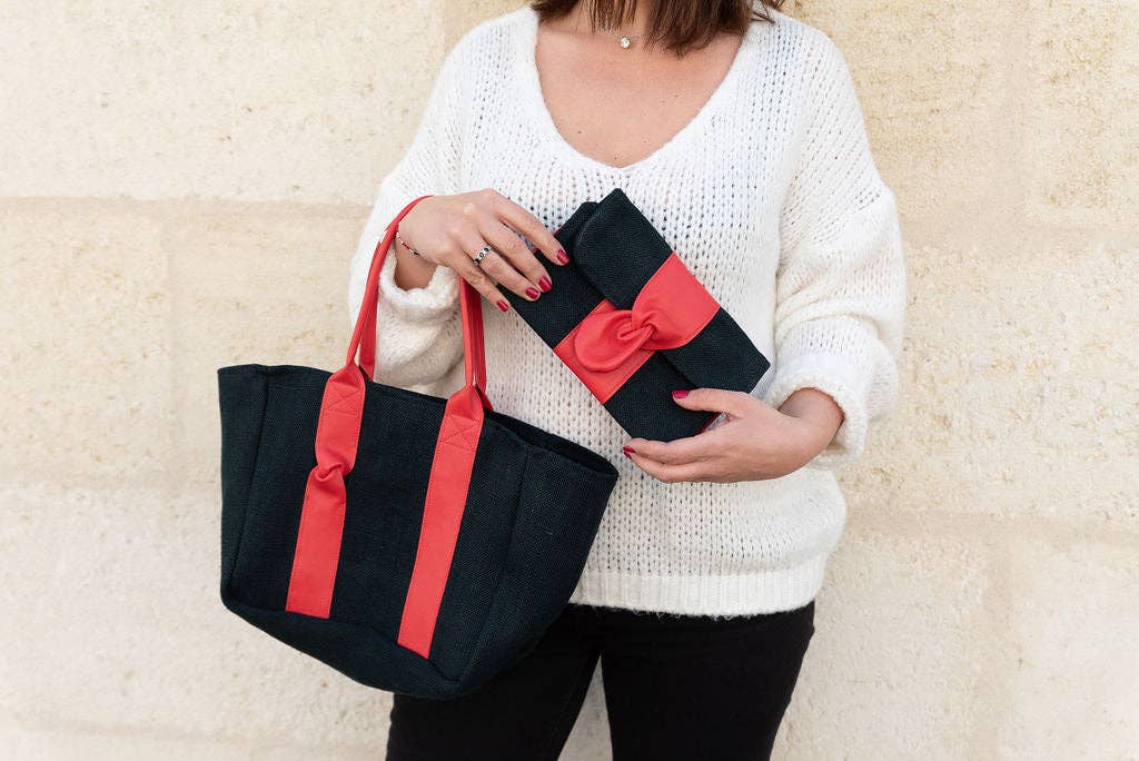 Fossette – Großhandel Tragetasche – Damen – Tragetasche - schwarzer Hanf, Fichte, Kamelleder12