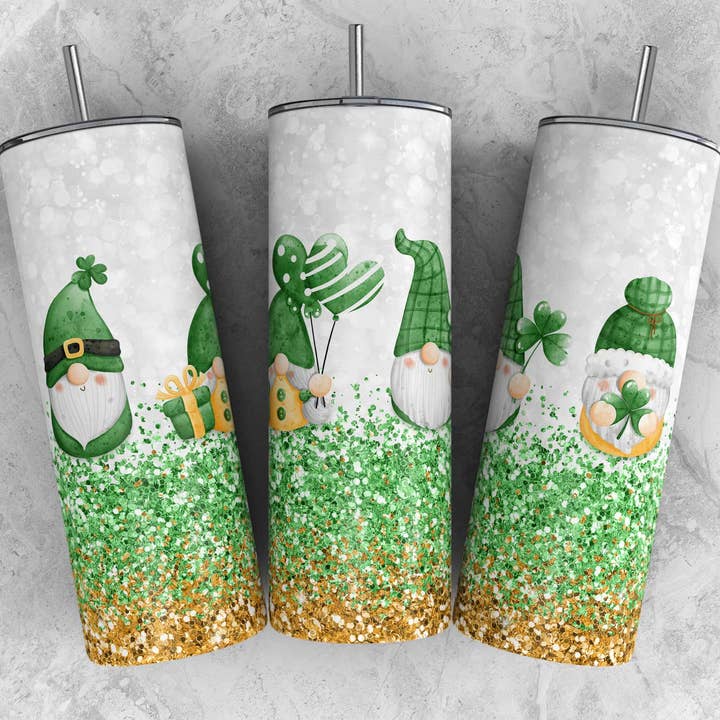 20 Ounce Tumbler ~ St. Patrick's Day ~ Gnomes for wholesale by Paxton's One Stop Shop LLC