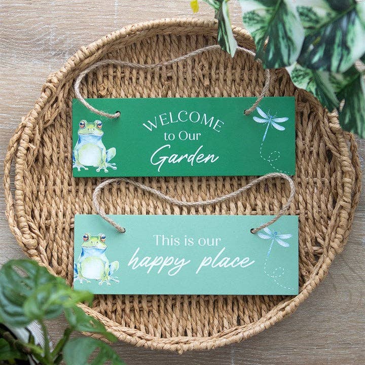 Something Different Wholesale – wholesale Skylt – Grön Välkommen till Vår Trädgård Hängande Skylt