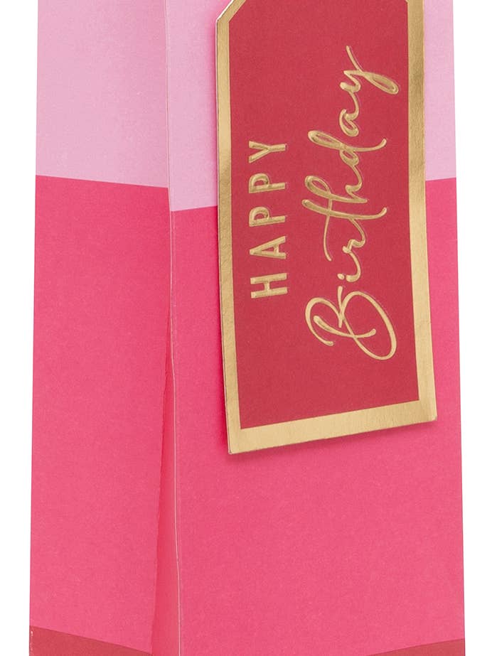 Bag Bottle Happy Birthday Stripe Pink for wholesale by Glick