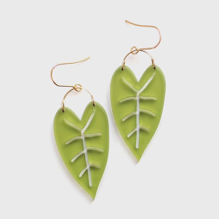 Heart Leaf Acrylic Earrings for wholesale by Rare Bird Co. + Pauline Stanley Studio