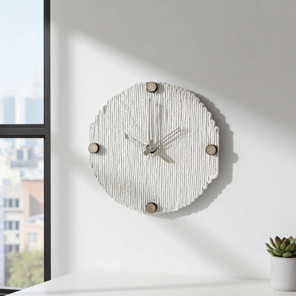 Face It Home Decor - Wholesale Wall Clock - Up-Cycled Macrame Round Silent Wall Clock Handmade Decor1