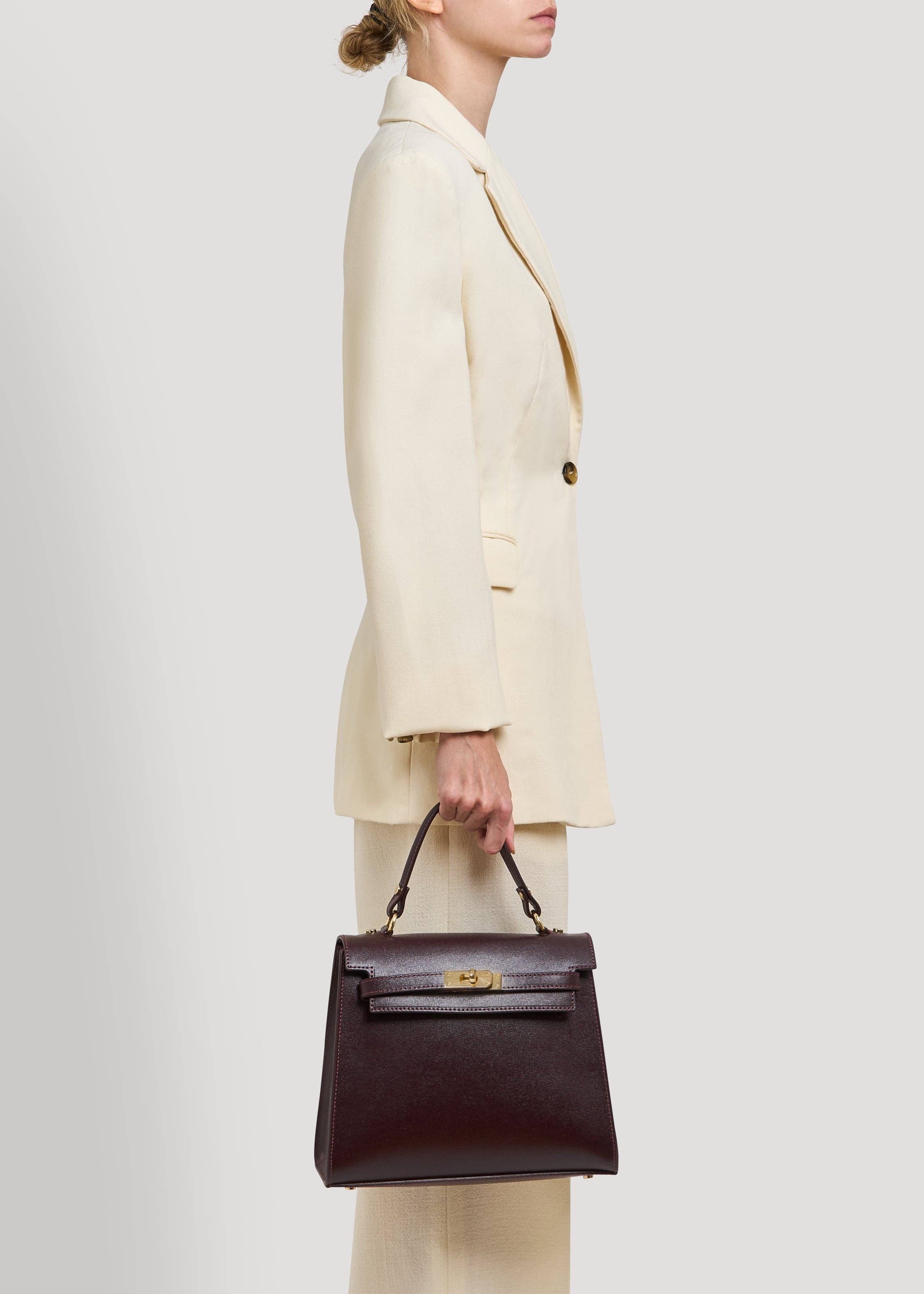 Voemièn - Vendita all'ingrosso Borsa con manico - Donna - Borsa Zaira in Pelle Saffiano Bordeaux6