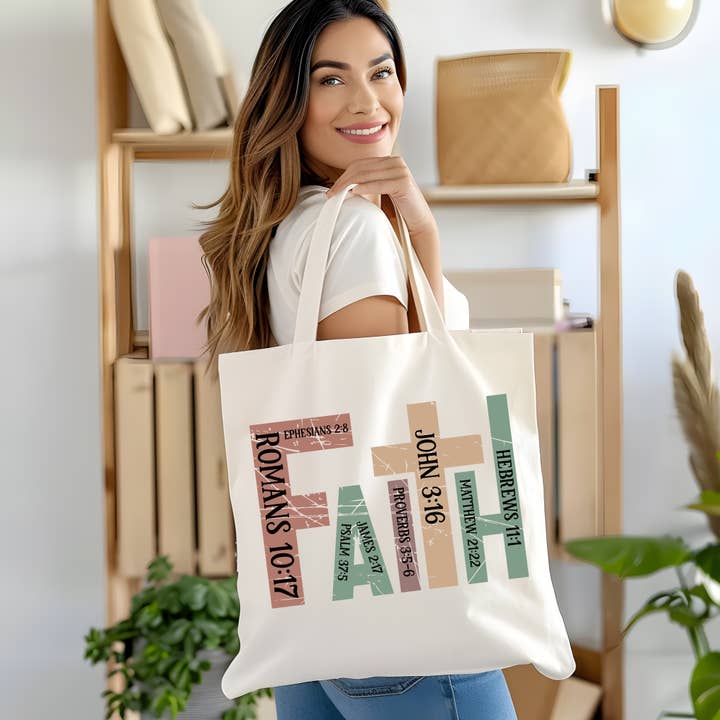 Faith Canvas Tote Bag for wholesale by Rosemary Designs