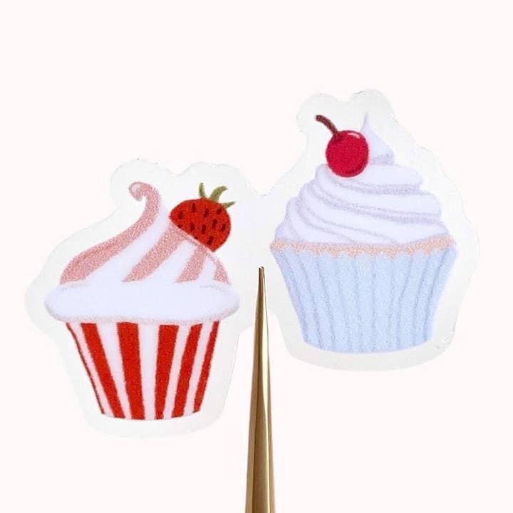 Tiny Iced Cupcakes Sticker - Durable Transparent Vinyl for wholesale by Ditsy & Stitch