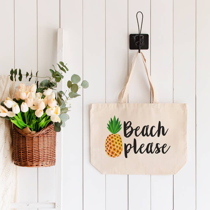 Love You a Latte Shop - Wholesale Tote Bag - Women's - Beach Please Pineapple Tote Bag 2 SIZES
