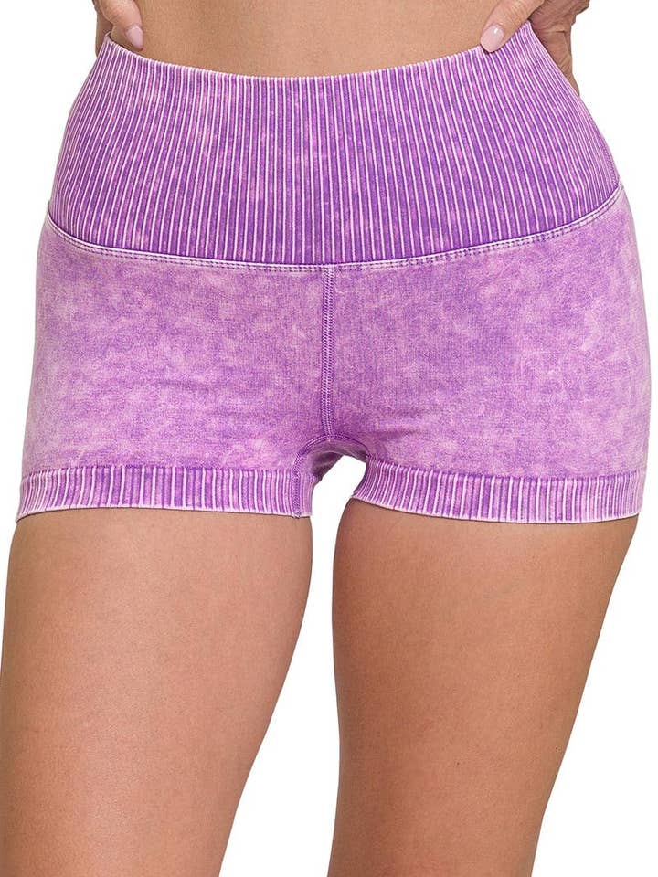 Washed Seamless High Waisted Shorts for wholesale by Vanilla Monkey