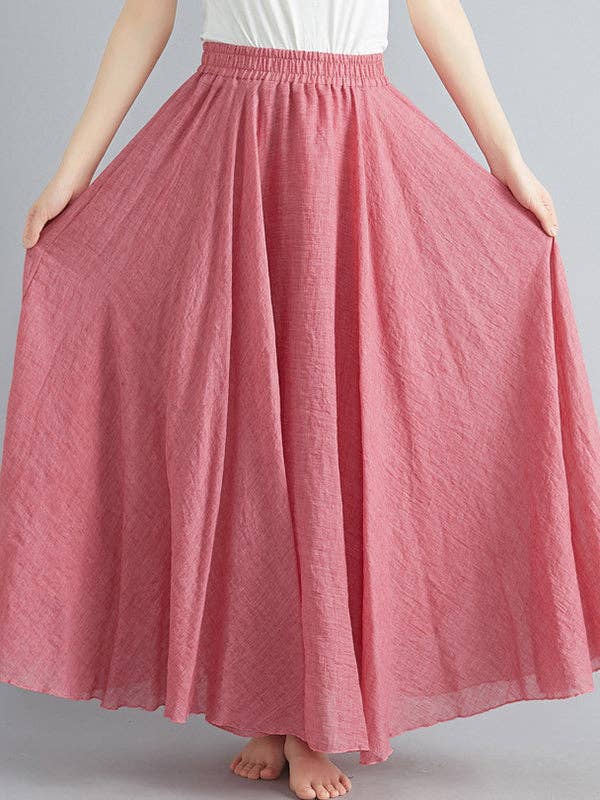 VividLux - Wholesale Skirt - Women's - A-Line Loose Elasticity Pleated Solid Color Skirts