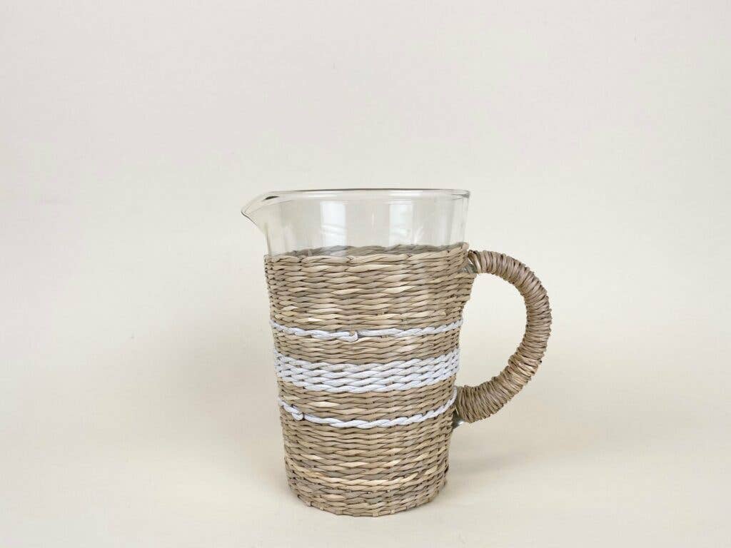 Be Home - Wholesale Pitcher - Seagrass White Stripe Pitcher2