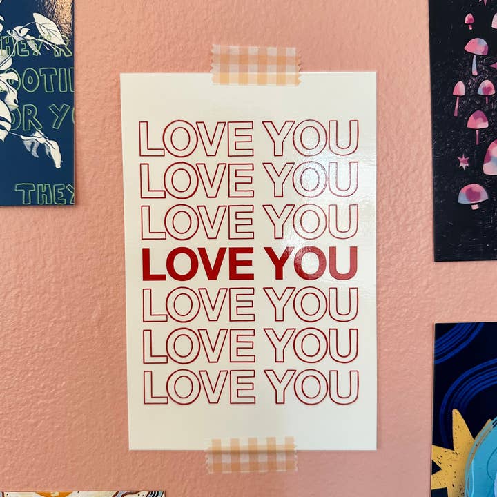 lu bremer design - Wholesale Art Print - love you mini art print - 4x6 postcard size3