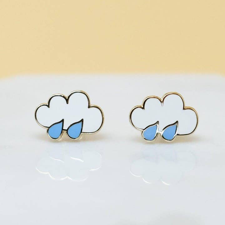 Sleepy Mountain - Wholesale Stud/Post Earrings - Rain Cloud Earrings2